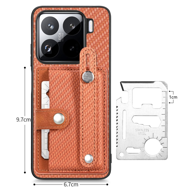 For Xiaomi 15 Pro Wristband Kickstand Card Wallet Back Phone Case with Tool Knife