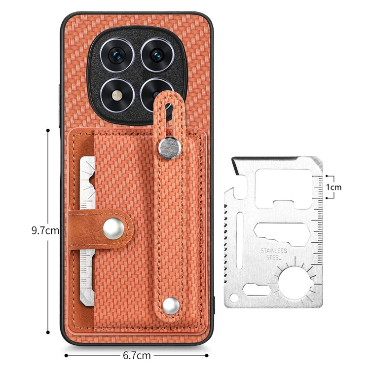 For Redmi Note 14 5G Wristband Kickstand Card Wallet Back Phone Case with Tool Knife