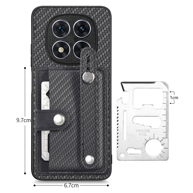 For Redmi Note 14 Pro 5G Wristband Kickstand Card Wallet Back Phone Case with Tool Knife