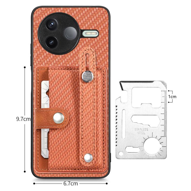 For Redmi K80 / Poco F7 Pro Wristband Kickstand Card Wallet Back Phone Case with Tool Knife