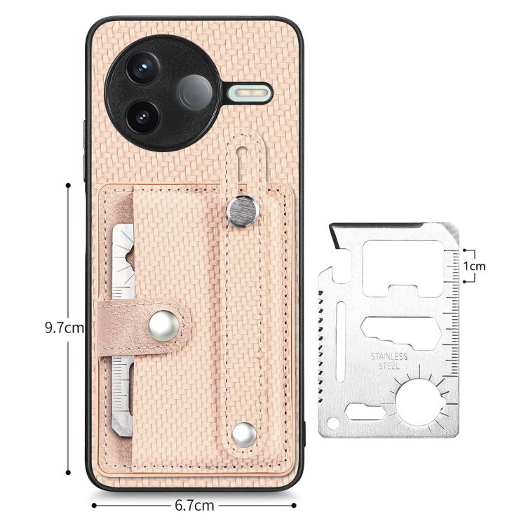 For Redmi K80 / Poco F7 Pro Wristband Kickstand Card Wallet Back Phone Case with Tool Knife