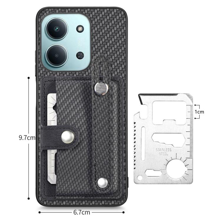 For Redmi 15C 5G / 4G Global 171mm Wristband Kickstand Card Wallet Back Phone Case with Tool Knife