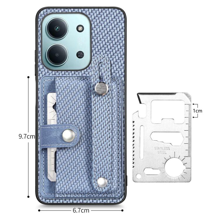 For Redmi 15C 5G / 4G Global 171mm Wristband Kickstand Card Wallet Back Phone Case with Tool Knife