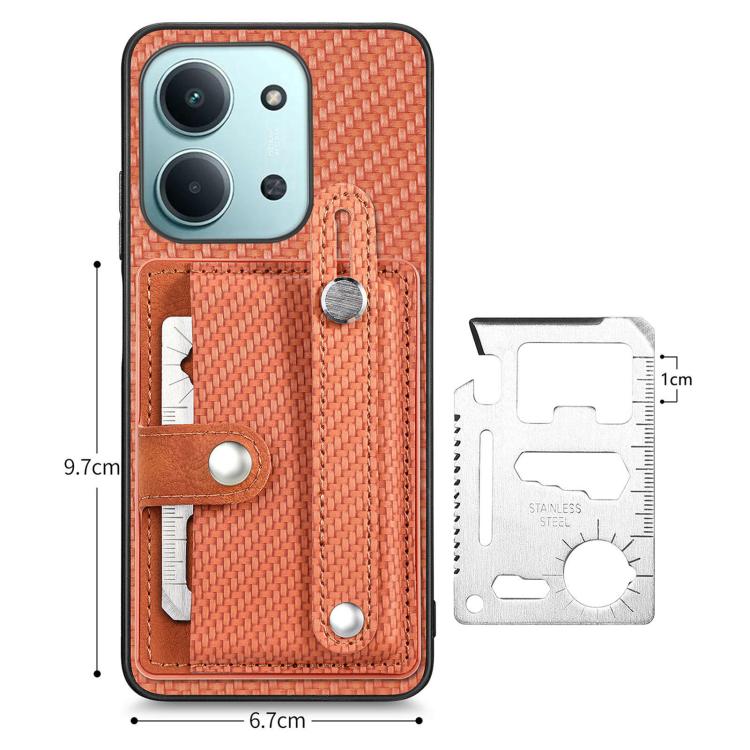 For Redmi 15C 5G / 4G Global 171mm Wristband Kickstand Card Wallet Back Phone Case with Tool Knife