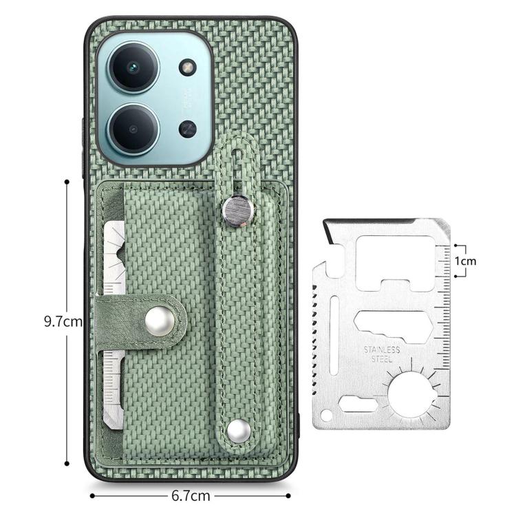 For Redmi 15C 5G / 4G Global 171mm Wristband Kickstand Card Wallet Back Phone Case with Tool Knife