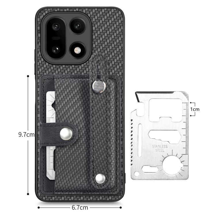 For OnePlus 15 Wristband Kickstand Wallet Back Phone Case with Tool Knife