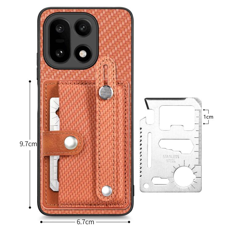 For OnePlus 15 Wristband Kickstand Wallet Back Phone Case with Tool Knife