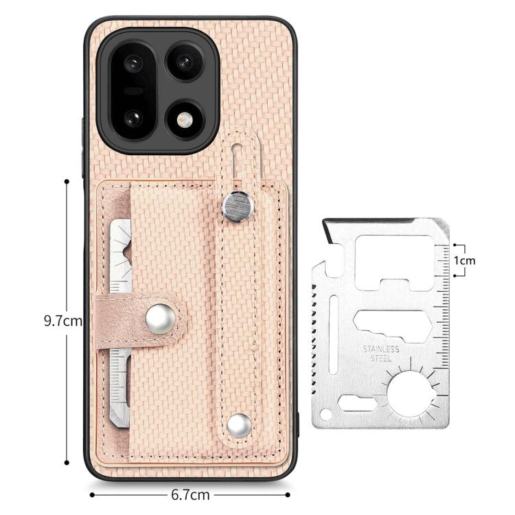 For OnePlus 15 Wristband Kickstand Wallet Back Phone Case with Tool Knife