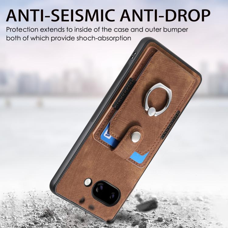 For Google Pixel 9a Retro Skin-feel Ring Card Wallet Phone Case