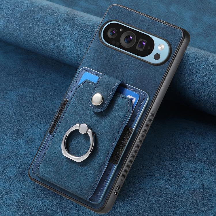 For Google Pixel 9 / 9 Pro Retro Skin-feel Ring Card Wallet Phone Case