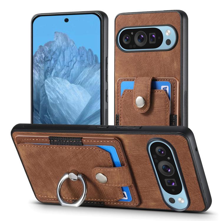 For Google Pixel 9 / 9 Pro Retro Skin-feel Ring Card Wallet Phone Case