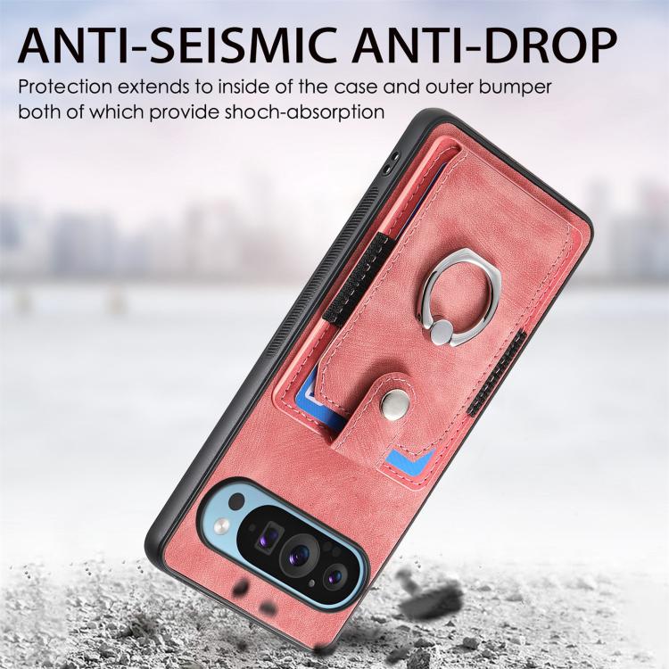 For Google Pixel 9 / 9 Pro Retro Skin-feel Ring Card Wallet Phone Case