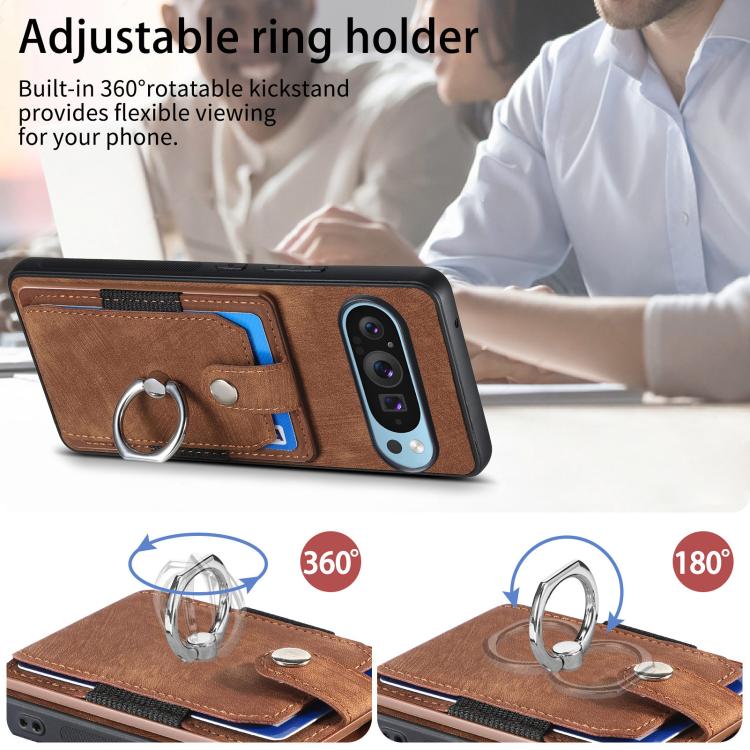 For Google Pixel 9 Pro XL Retro Skin-feel Ring Card Wallet Phone Case