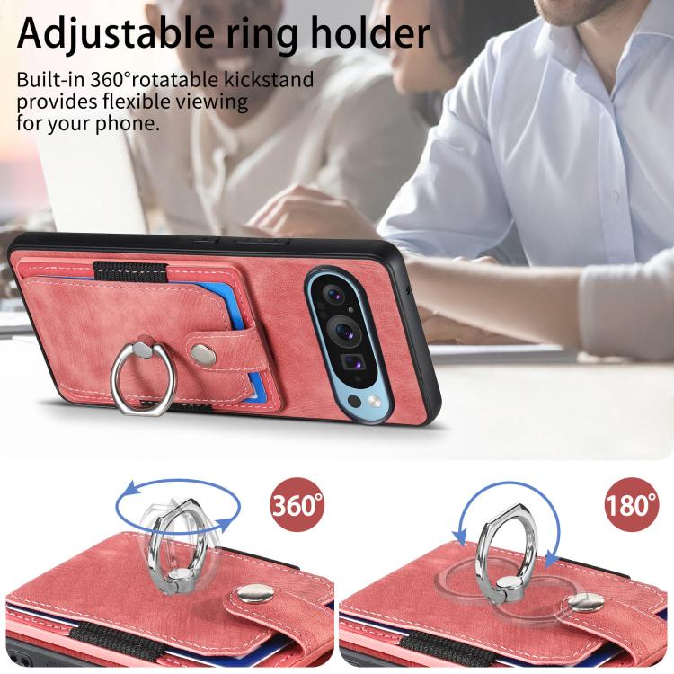 For Google Pixel 9 Pro XL Retro Skin-feel Ring Card Wallet Phone Case