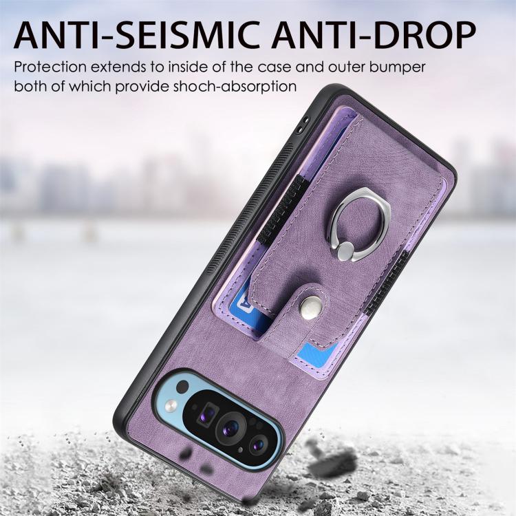 For Google Pixel 9 Pro XL Retro Skin-feel Ring Card Wallet Phone Case