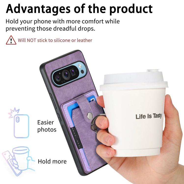 For Google Pixel 9 Pro XL Retro Skin-feel Ring Card Wallet Phone Case