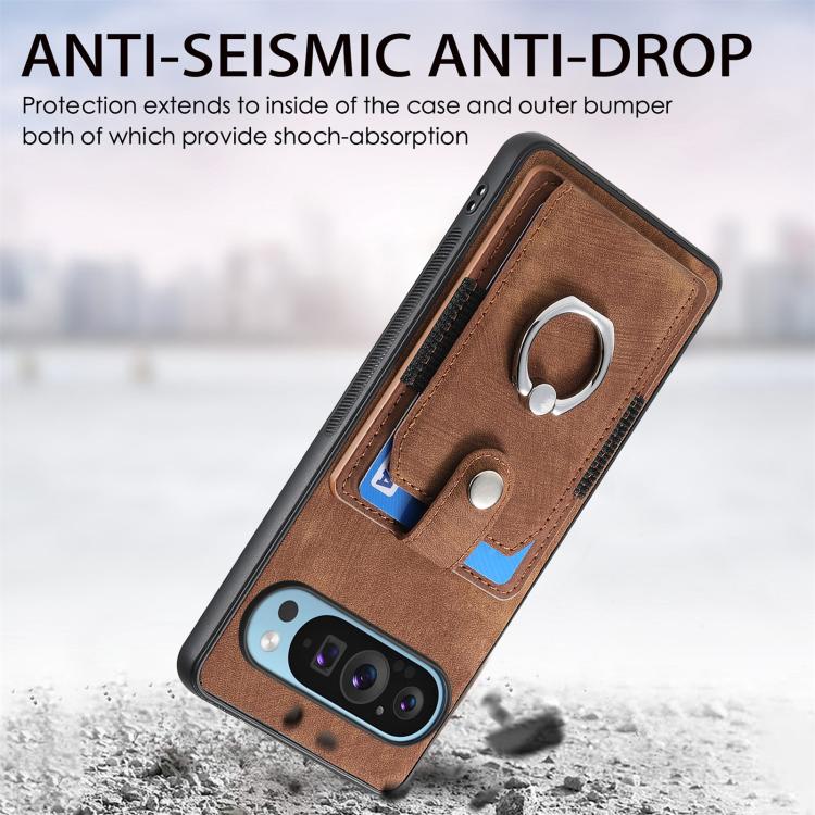 For Google Pixel 10 / 10 Pro Retro Skin-feel Ring Card Wallet Phone Case
