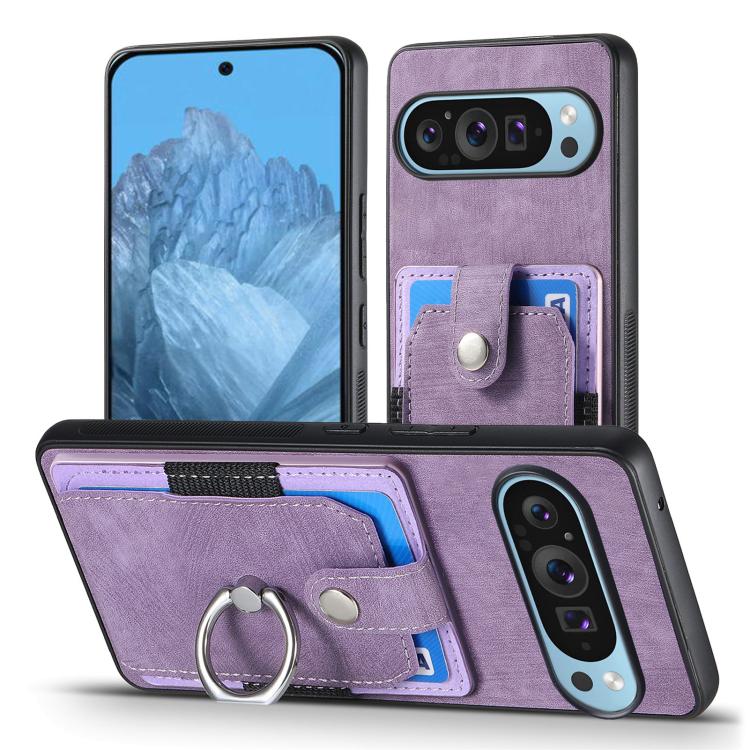 For Google Pixel 10 / 10 Pro Retro Skin-feel Ring Card Wallet Phone Case