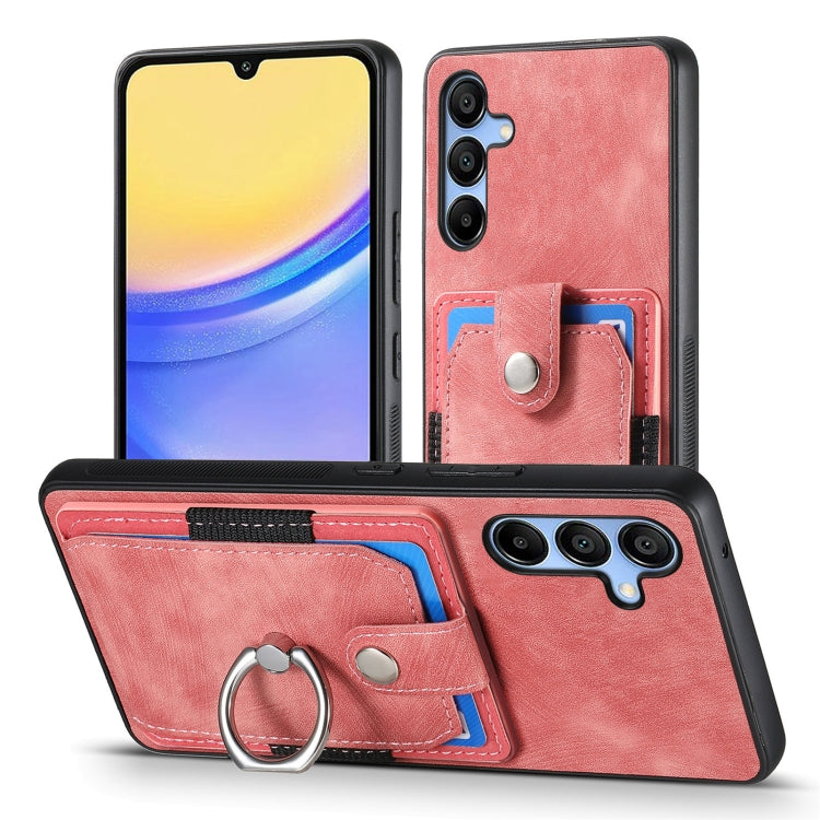 For Samsung Galaxy A15 Retro Skin-feel Ring Card Wallet Phone Case