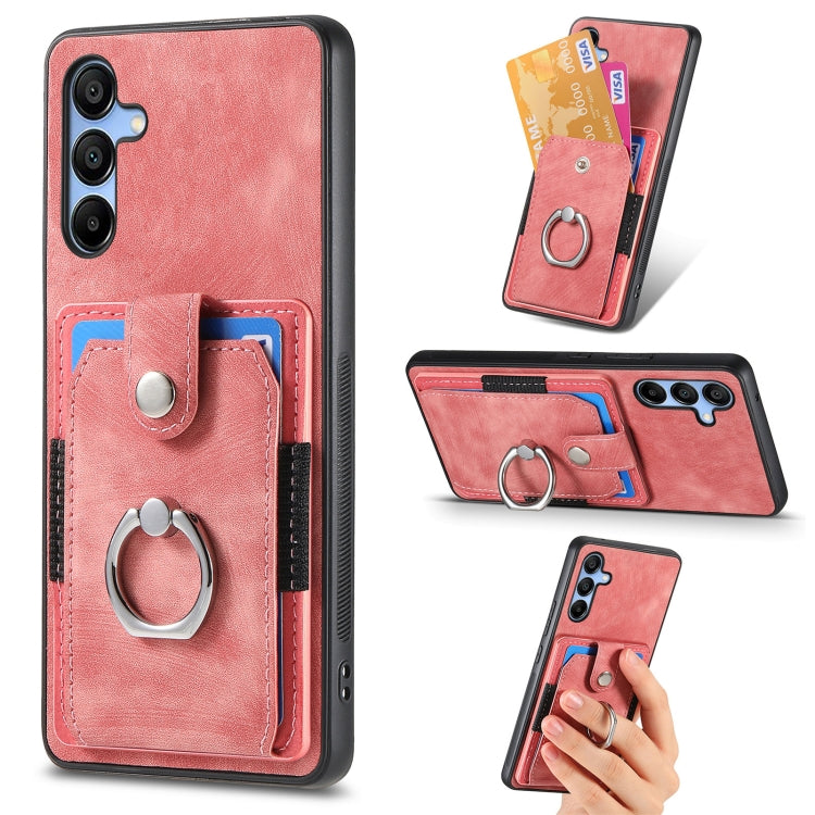 For Samsung Galaxy A15 Retro Skin-feel Ring Card Wallet Phone Case