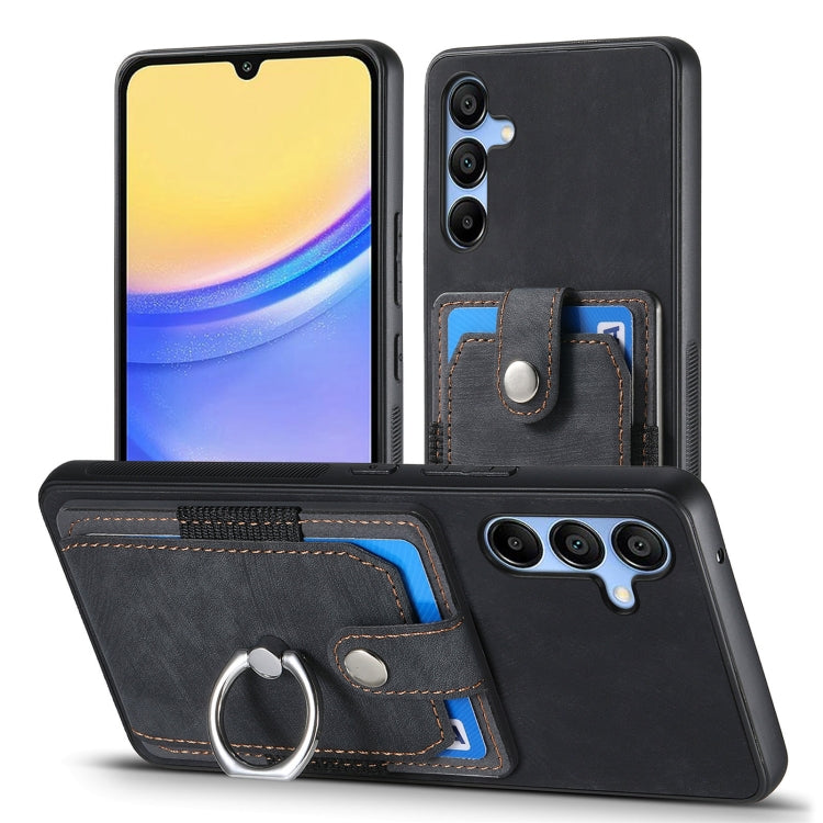 For Samsung Galaxy A15 Retro Skin-feel Ring Card Wallet Phone Case