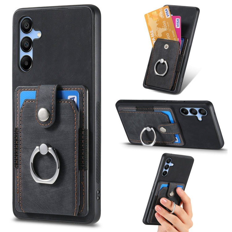 For Samsung Galaxy A15 Retro Skin-feel Ring Card Wallet Phone Case