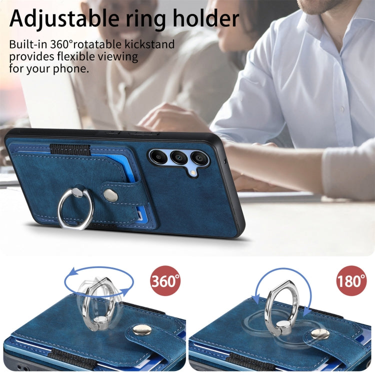 For Samsung Galaxy A15 Retro Skin-feel Ring Card Wallet Phone Case