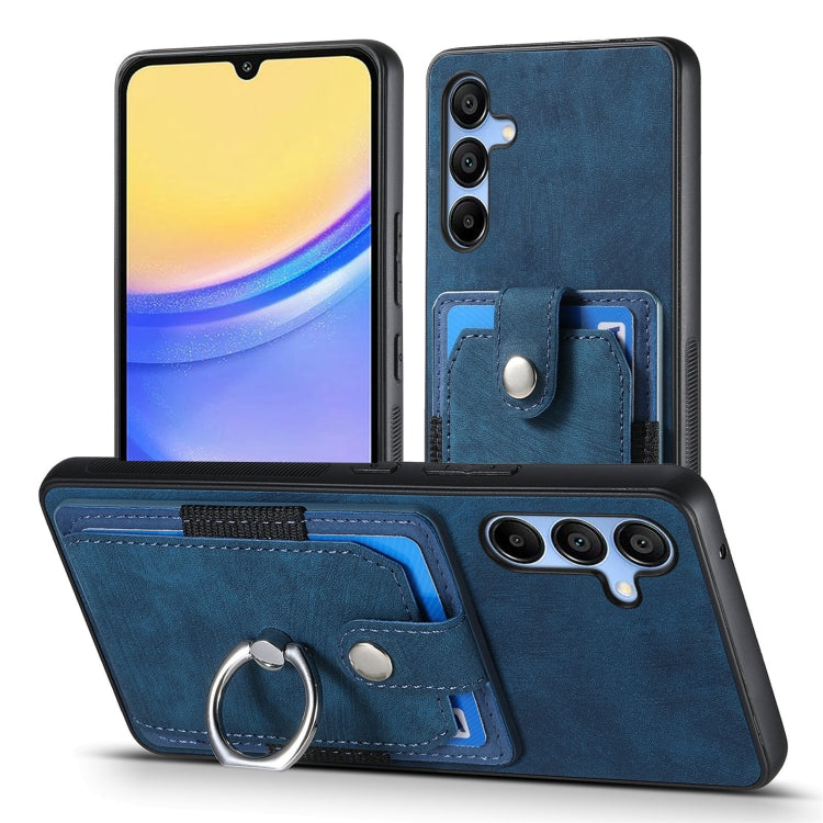 For Samsung Galaxy A15 Retro Skin-feel Ring Card Wallet Phone Case