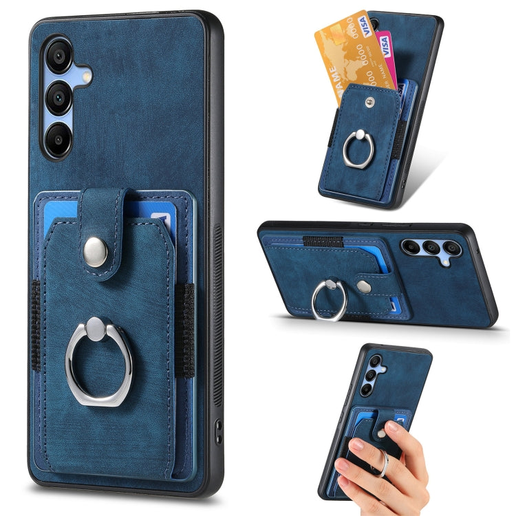 For Samsung Galaxy A15 Retro Skin-feel Ring Card Wallet Phone Case