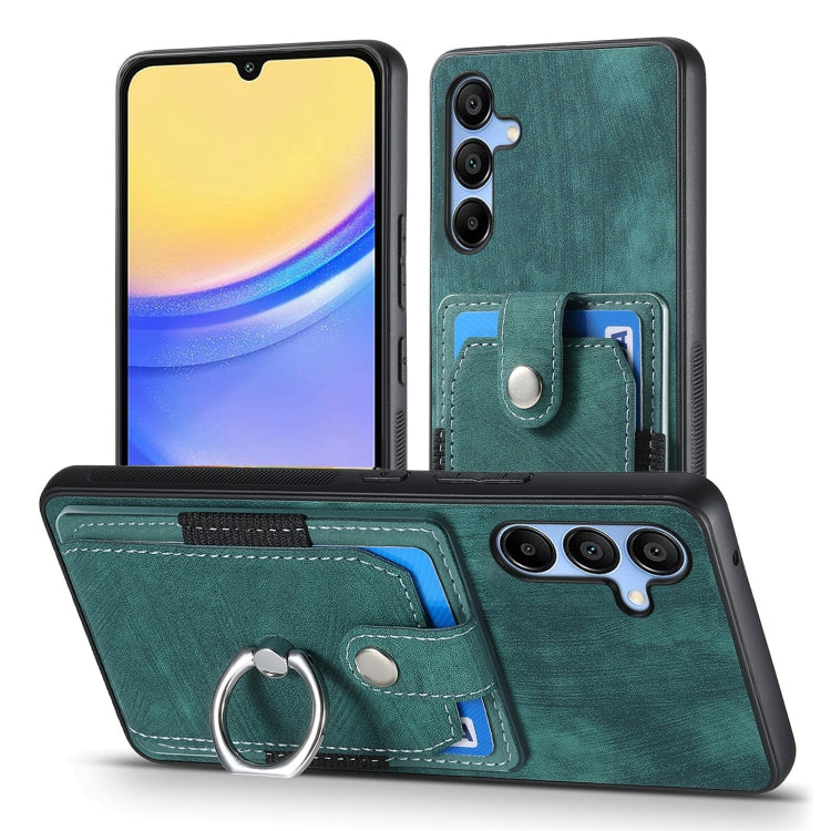 For Samsung Galaxy A15 Retro Skin-feel Ring Card Wallet Phone Case