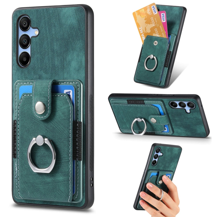 For Samsung Galaxy A15 Retro Skin-feel Ring Card Wallet Phone Case