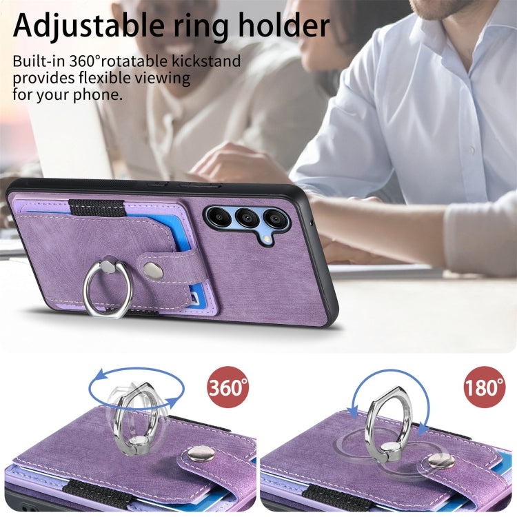 For Samsung Galaxy A15 Retro Skin-feel Ring Card Wallet Phone Case