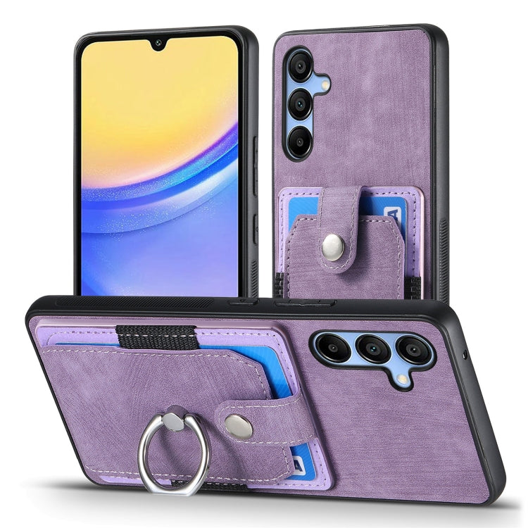 For Samsung Galaxy A15 Retro Skin-feel Ring Card Wallet Phone Case