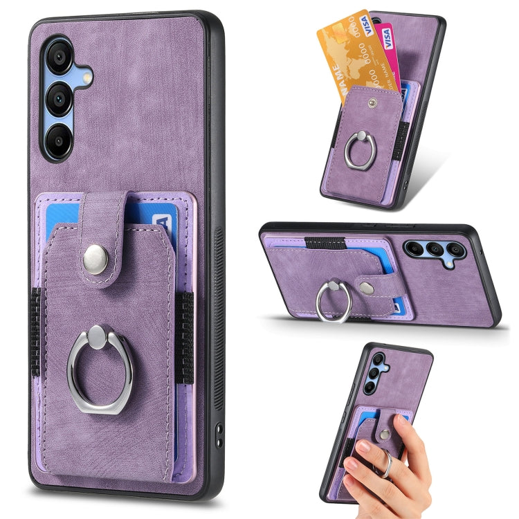 For Samsung Galaxy A15 Retro Skin-feel Ring Card Wallet Phone Case