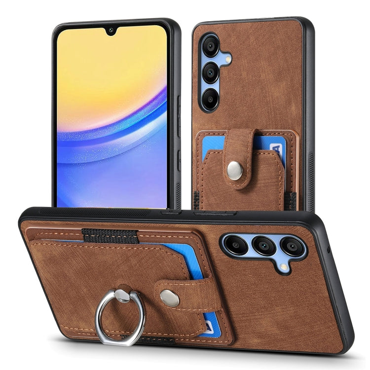 For Samsung Galaxy A15 Retro Skin-feel Ring Card Wallet Phone Case