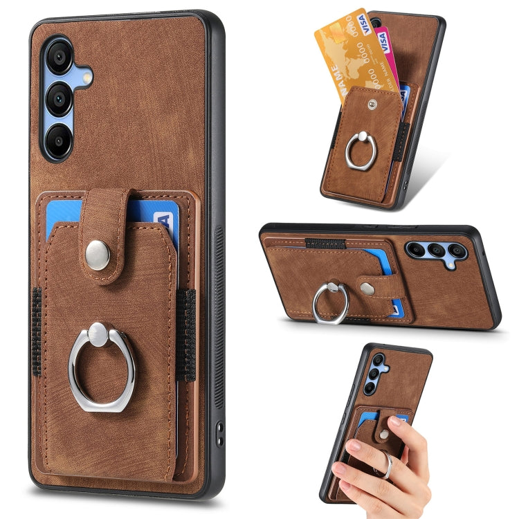 For Samsung Galaxy A15 Retro Skin-feel Ring Card Wallet Phone Case