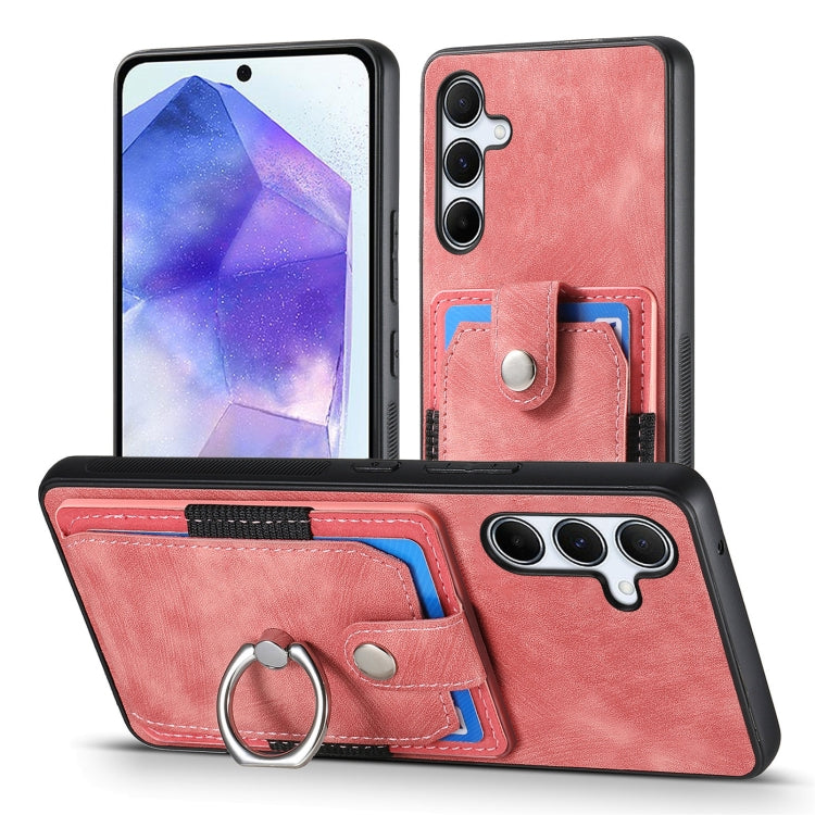 For Sumsung Galaxy A55 5G Retro Skin-feel Ring Card Wallet Phone Case