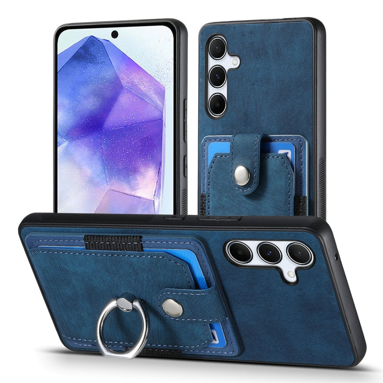 For Sumsung Galaxy A55 5G Retro Skin-feel Ring Card Wallet Phone Case
