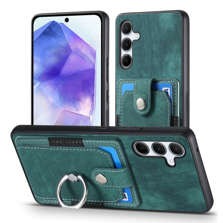 For Sumsung Galaxy A55 5G Retro Skin-feel Ring Card Wallet Phone Case