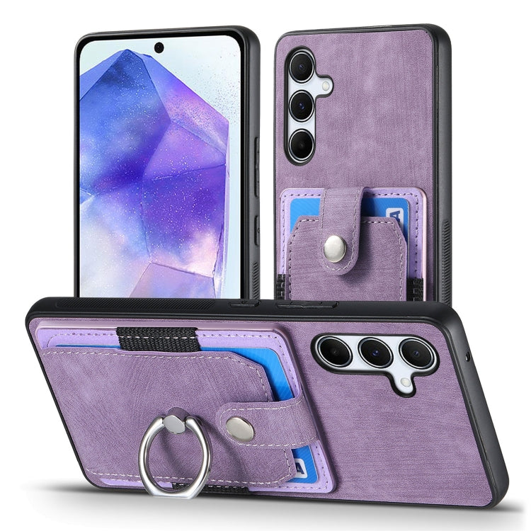 For Sumsung Galaxy A55 5G Retro Skin-feel Ring Card Wallet Phone Case