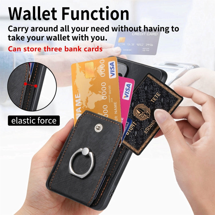 For Samsung Galaxy S25 5G Retro Skin-feel Ring Card Wallet Phone Case