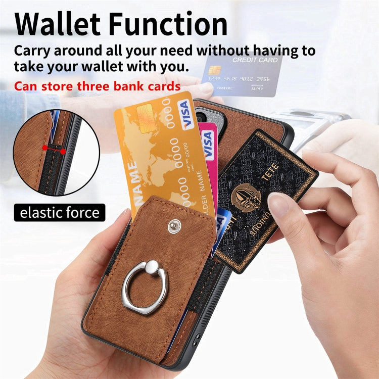For Samsung Galaxy S25 5G Retro Skin-feel Ring Card Wallet Phone Case