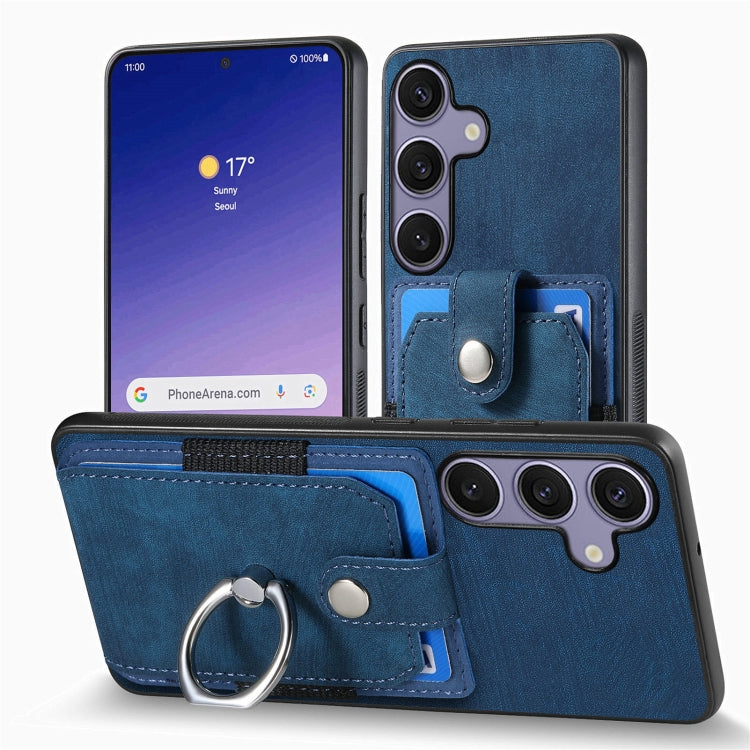 For Samsung Galaxy S25 Ultra 5G Retro Skin-feel Ring Card Wallet Phone Case