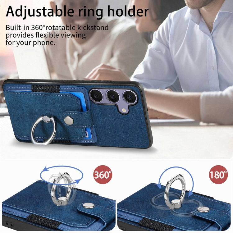 For Samsung Galaxy S25 Ultra 5G Retro Skin-feel Ring Card Wallet Phone Case