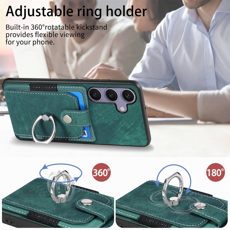 For Samsung Galaxy S25 Ultra 5G Retro Skin-feel Ring Card Wallet Phone Case