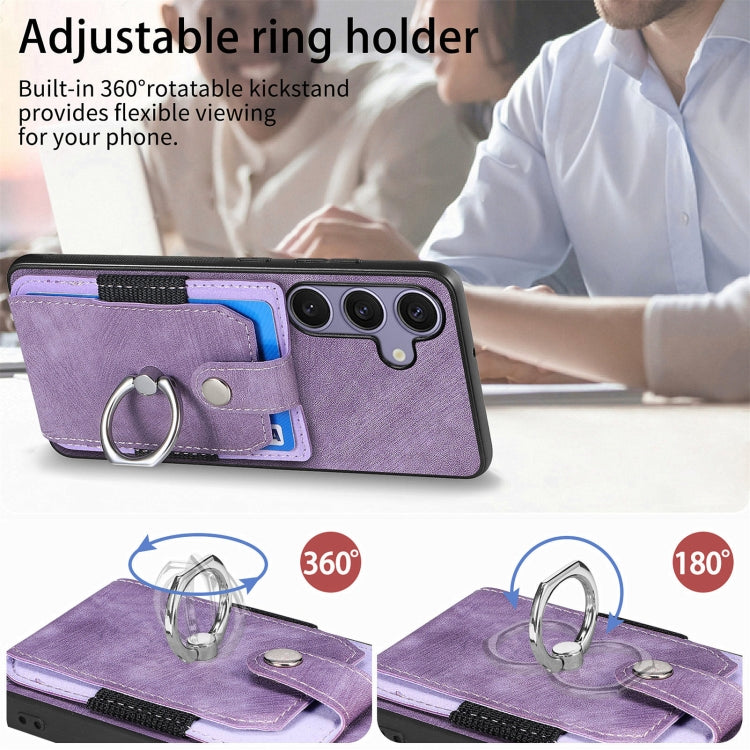 For Samsung Galaxy S25 Ultra 5G Retro Skin-feel Ring Card Wallet Phone Case