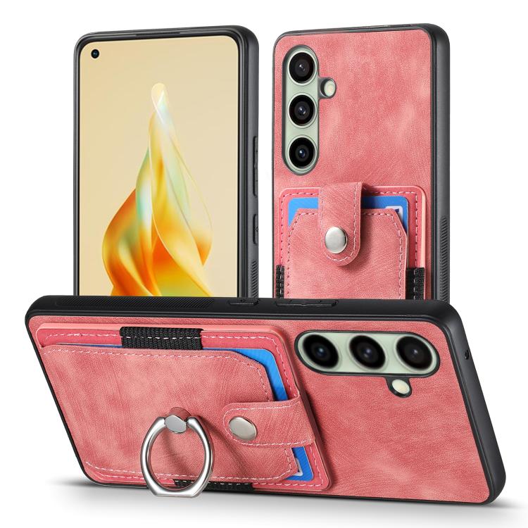 For Samsung Galaxy A56 5G Retro Skin-feel Ring Card Wallet Phone Case