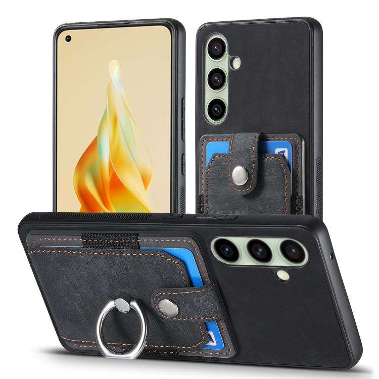 For Samsung Galaxy A56 5G Retro Skin-feel Ring Card Wallet Phone Case