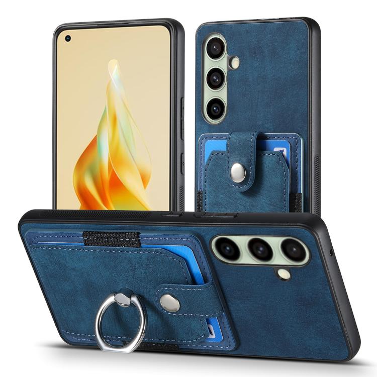 For Samsung Galaxy A56 5G Retro Skin-feel Ring Card Wallet Phone Case