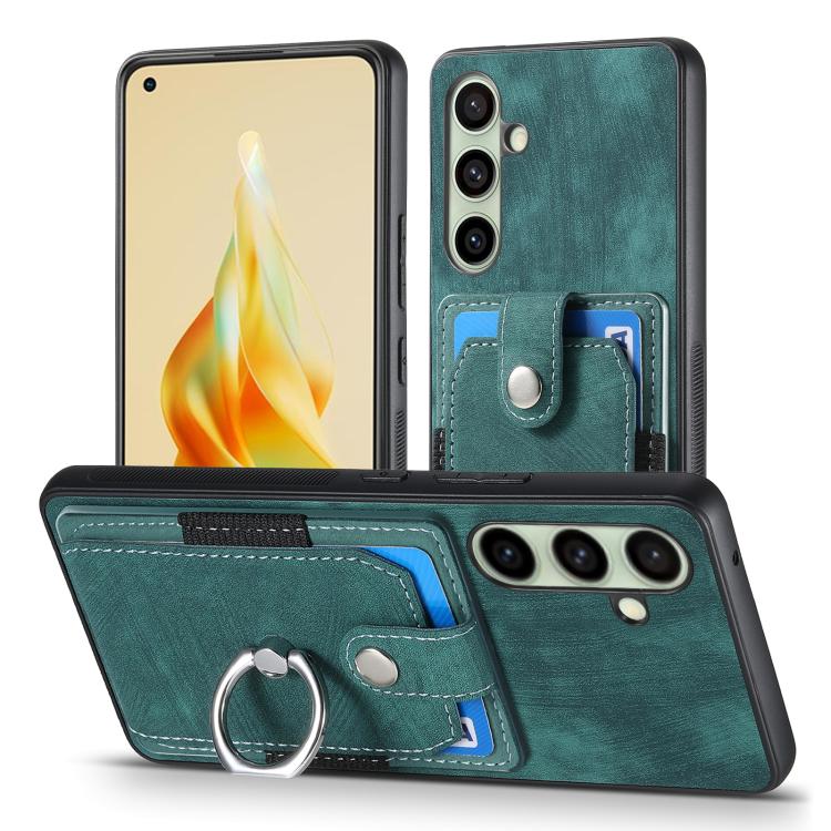 For Samsung Galaxy A56 5G Retro Skin-feel Ring Card Wallet Phone Case